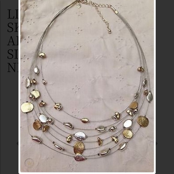 Lia Sophia “skipping stones” two toned layered 7 strand silver/ gold choker GUC - Picture 4 of 7
